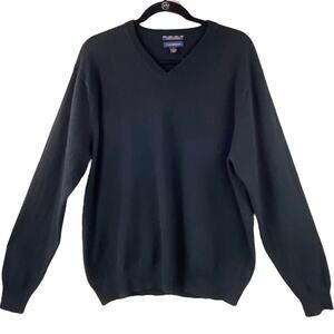Club Room Estate Cashmere V-Neck Sweater Size L Black Classic